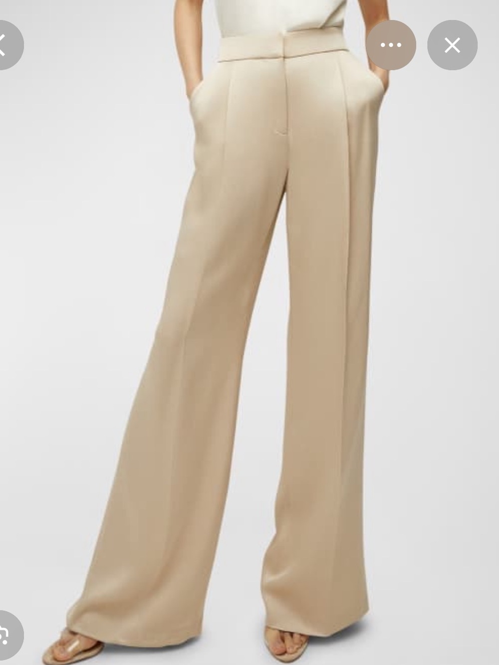 NWT Veronica Beard Wide-Leg High-Waist Trousers in Beige